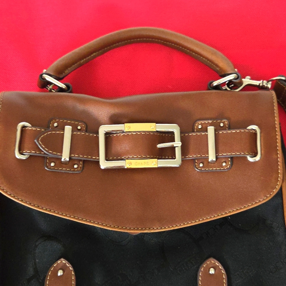 ❤️❤️ CHAPS Jacquard Fabric 2 Tone Crossbody/ Handle Bag - Picture 2 of 6
